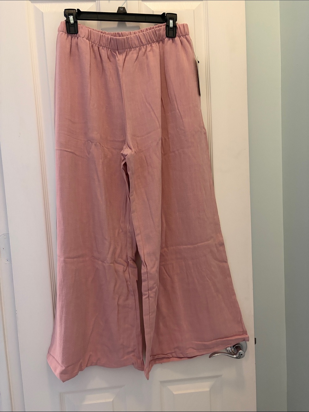 Women's Wide-Leg Pants in Dusty Pink - Elastic Waist